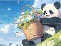 Joc Puzzle -ul jigsaw: panda de flori de coș on-line