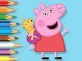 Joc Carte de colorat: Peppa cu ursuleț de jucărie  on-line