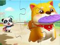 Joc Jigsaw Puzzle: Micul panda se joacă cu animalul de companie  on-line