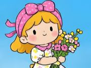 Joc Puzzle -ul Jigsaw: fetiță cu flori mici  on-line