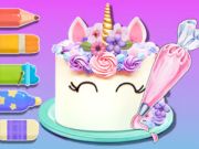 Joc Carte de colorat: tort de unicorn  on-line