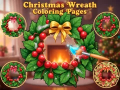 Joc Christmas Wreath Coloring Pages on-line