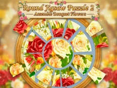 Joc Round jigsaw Puzzle 2 - Assemble Bouquet flowers on-line