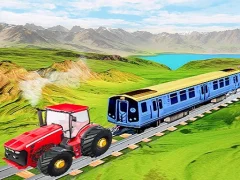 Joc Chained tractor towing train on-line