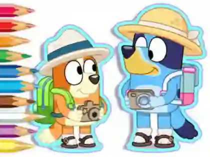 Joc Coloring Book: Bluey Camping on-line