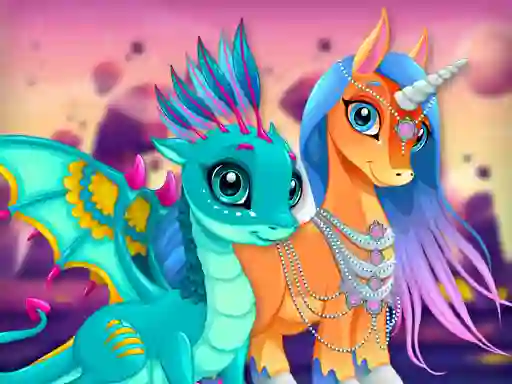 Joc Cute Unicorns And Dragons Puzzle on-line