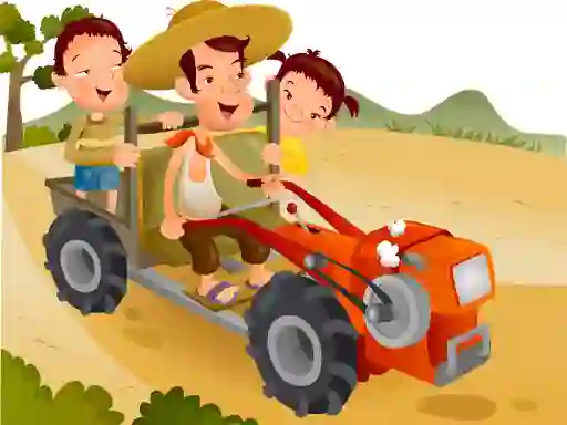Joc Cartoon Tractor Puzzle on-line