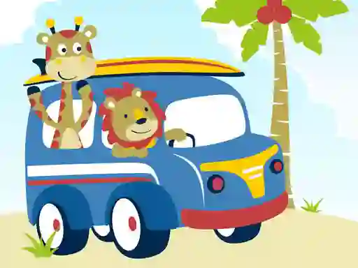 Joc Cute animals with cars difference on-line