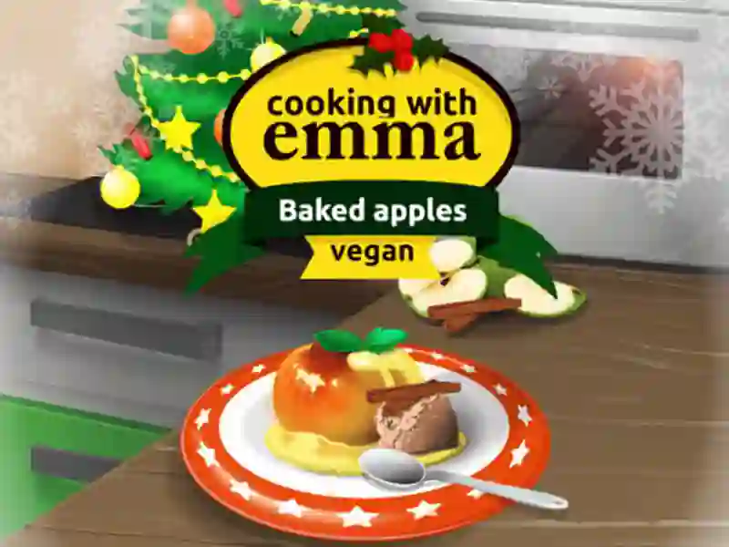 Joc Cooking with Emma Baked Apples vegan on-line