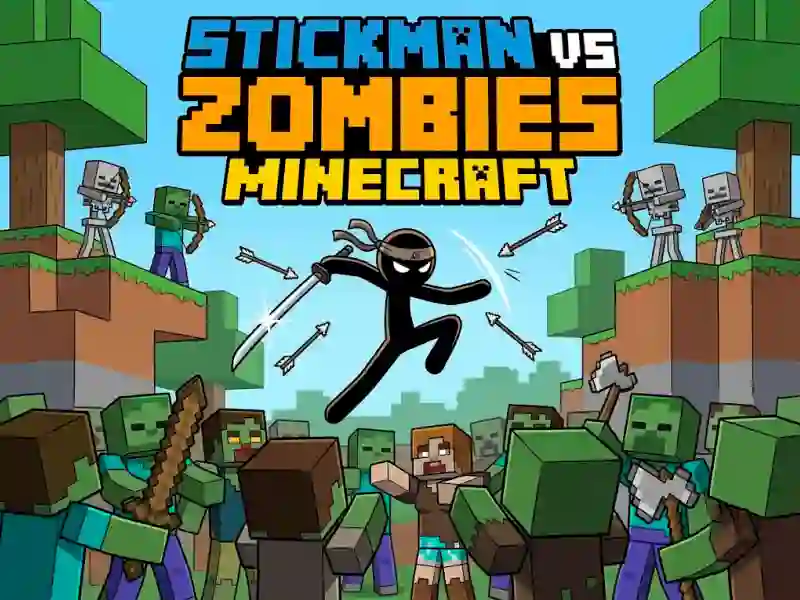 Joc Stickman vs Zombies Minecraft on-line