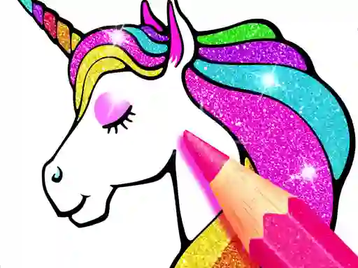 Joc Unicorn Coloring Book Glitter on-line