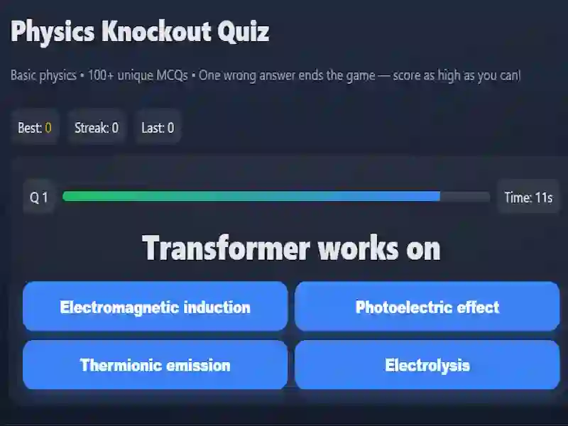 Joc Physics knowledge quiz on-line