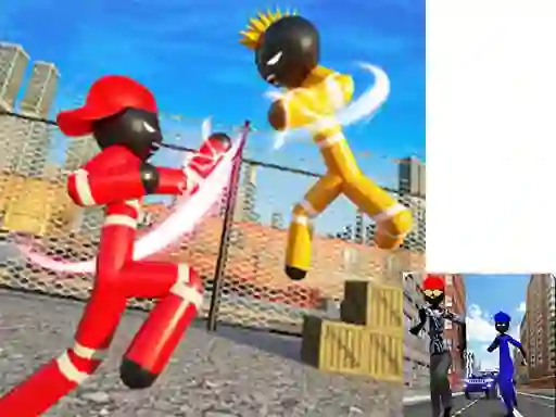 Joc Stickman Police vs Gangsters Street Fight on-line