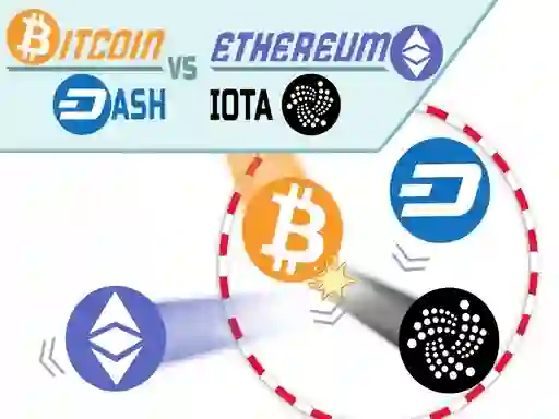 Joc Bitcoin vs Ethereum Dash Iota on-line