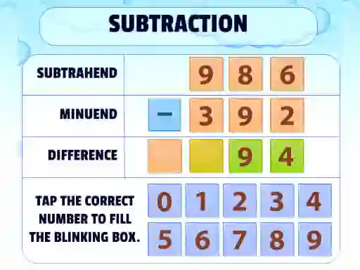 Joc Subtraction Practice on-line