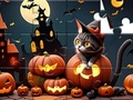 Joc Puzzle -ul jigsaw: pisica de Halloween on-line
