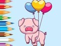 Joc Carte de colorat: Porc cu balon  on-line