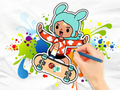 Joc Carte de colorat: Toca Boca Skateboard  on-line
