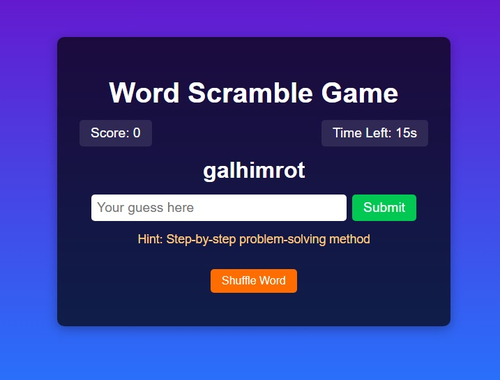 Joc Provocarea jocului Word Scramble  on-line