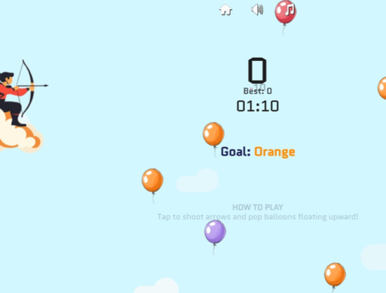 Joc Provocarea arcașului cu balon  on-line