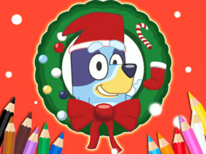 Joc Carte de colorat: Bluey Mos Craciun  on-line