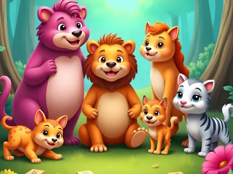 Joc Puzzle cu numele animalelor  on-line