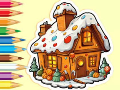 Joc Carte de colorat: Casa de bomboane de Crăciun  on-line