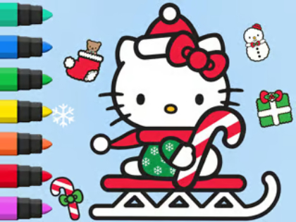 Joc Carte de colorat: Hello Kitty Crăciun  on-line