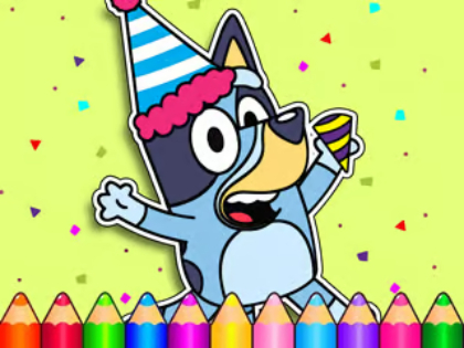 Joc Cartea de colorat: ziua de naștere a lui Bluey  on-line