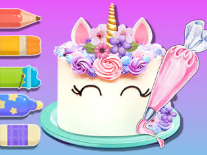 Joc Carte de colorat: tort de unicorn  on-line