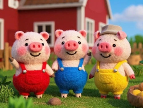 Joc Găsiți diferențele: cei 3 porci mici  on-line