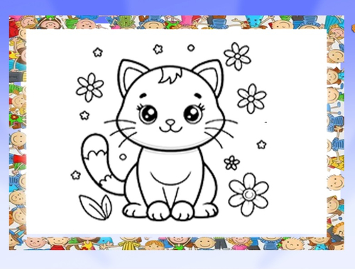 Joc Carte de colorat pentru pisici frumoase  on-line