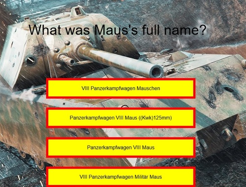Joc Quiz de tanc: Maus  on-line