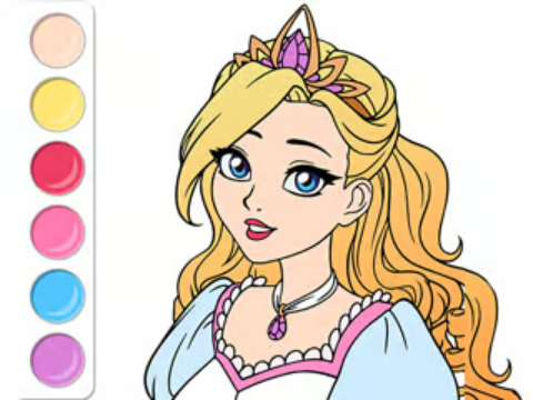 Joc Carte de colorat: rochie de bal prințesă  on-line