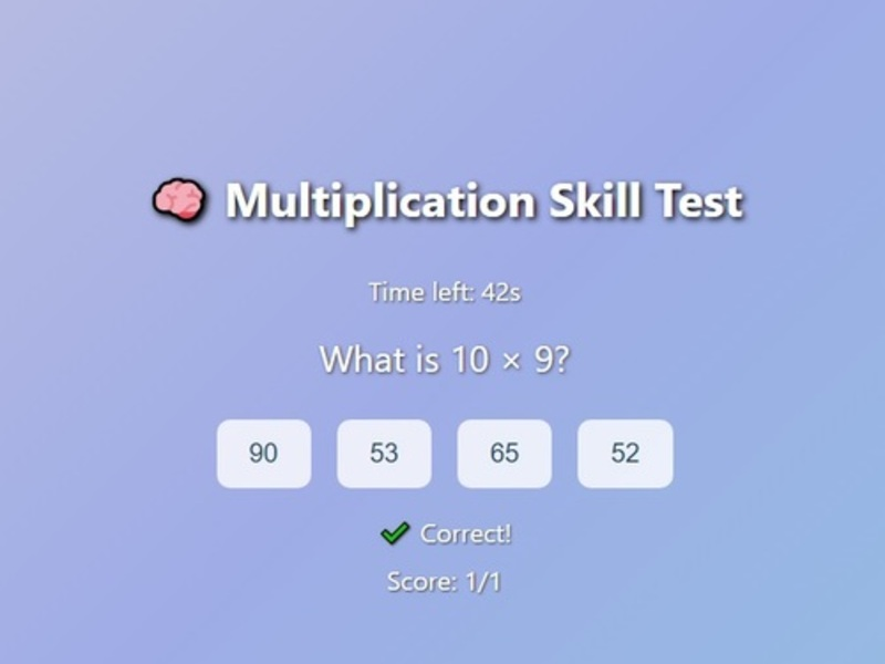 Joc Test de abilități de înmulțire on-line