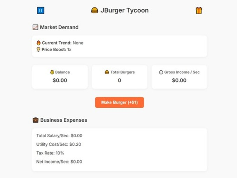 Joc Jburger Tycoon on-line